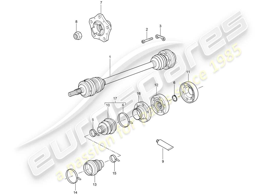 porsche 2006 (987 cayman) drive shaft part diagram