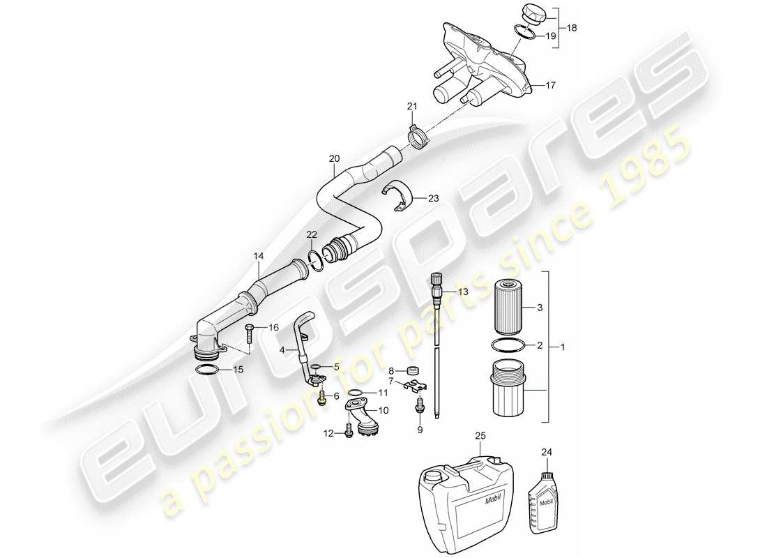 porsche 2007 (987 cayman) engine lubrication part diagram