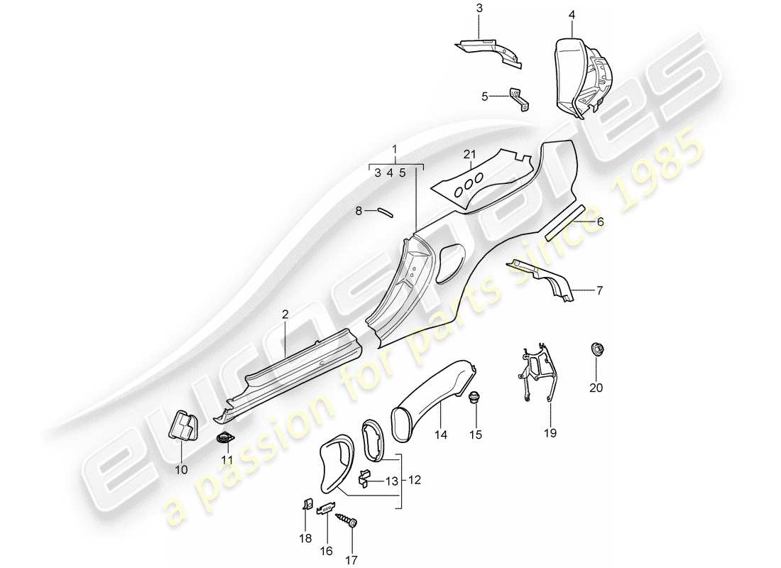 porsche 2005 (996 turbo / gt2) side panel - d - mj 2004>> part diagram
