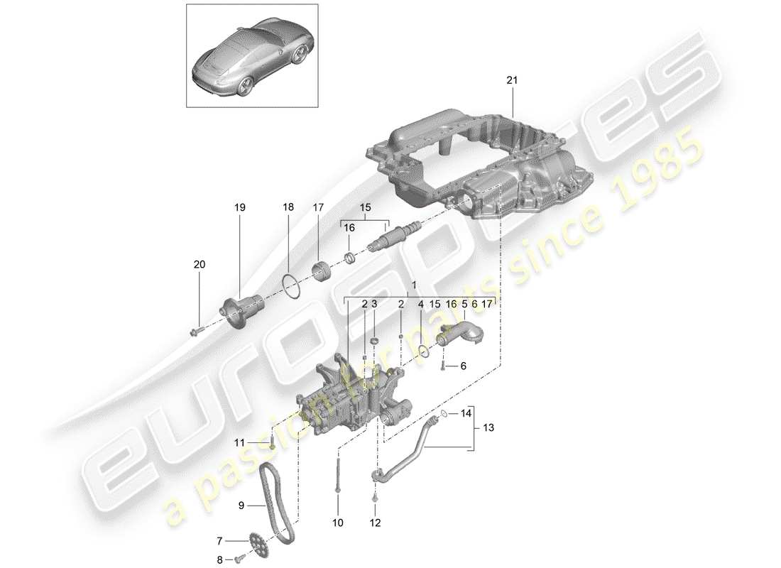 porsche 991 (2016) oil pump part diagram