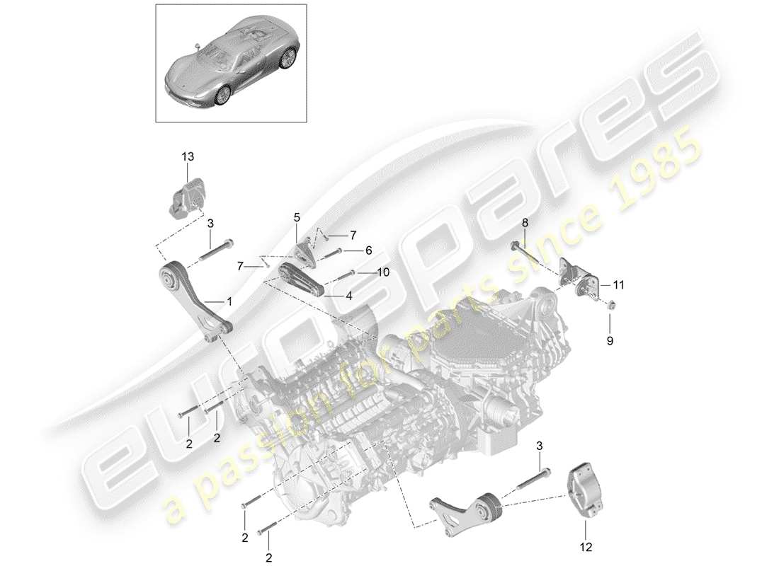 porsche 2015 (918 spyder) engine suspension part diagram