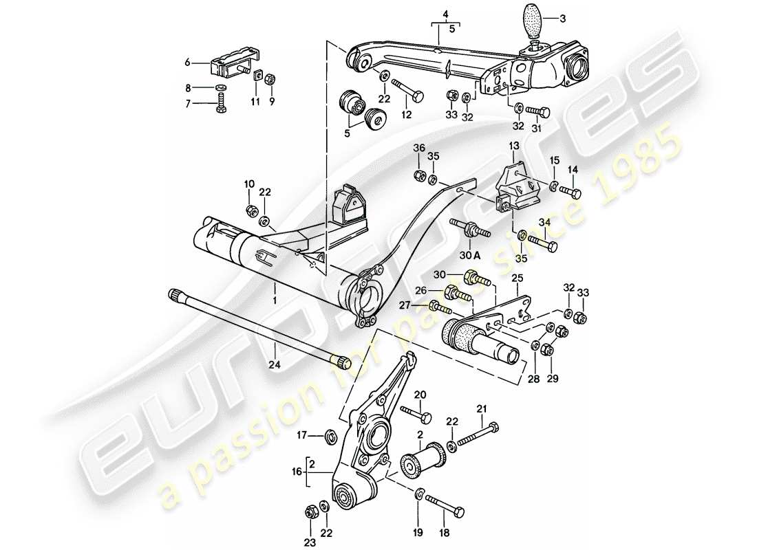 porsche 1984 (944) rear axle carrier - trailing arm parts diagram