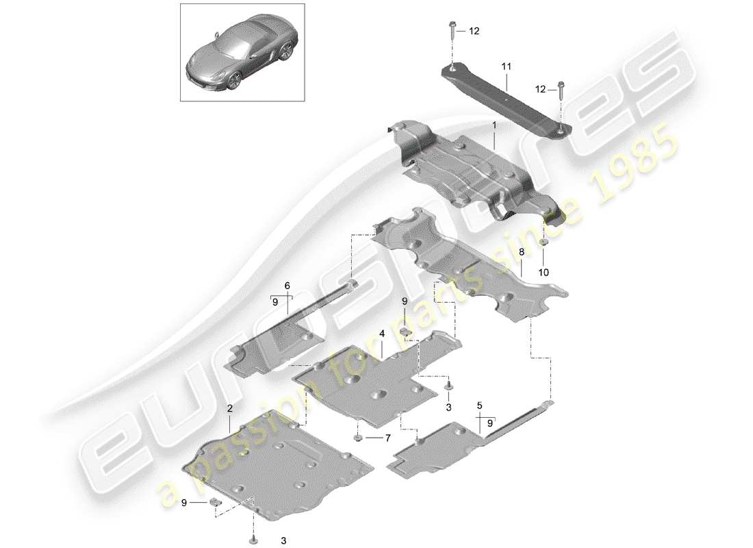 porsche 2012 (981 boxster) lining parts diagram