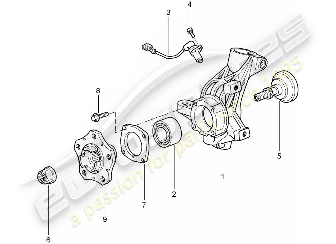 porsche cayman 987 (2008) wheel carrier parts diagram