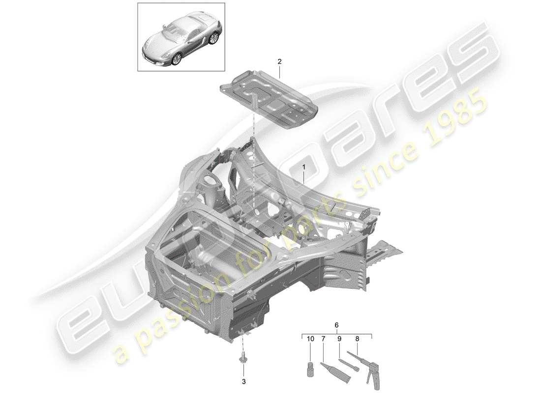 porsche boxster 981 (2012) front end parts diagram