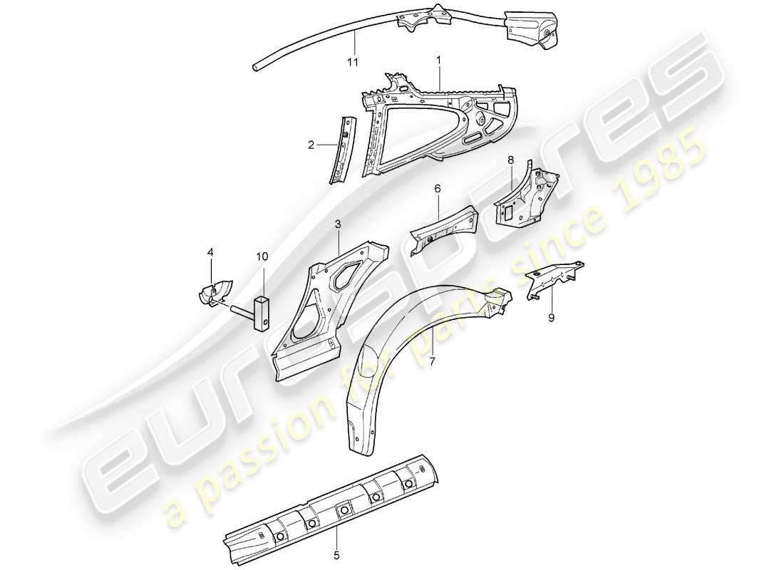 porsche 2001 (996 gt3) side panel part diagram