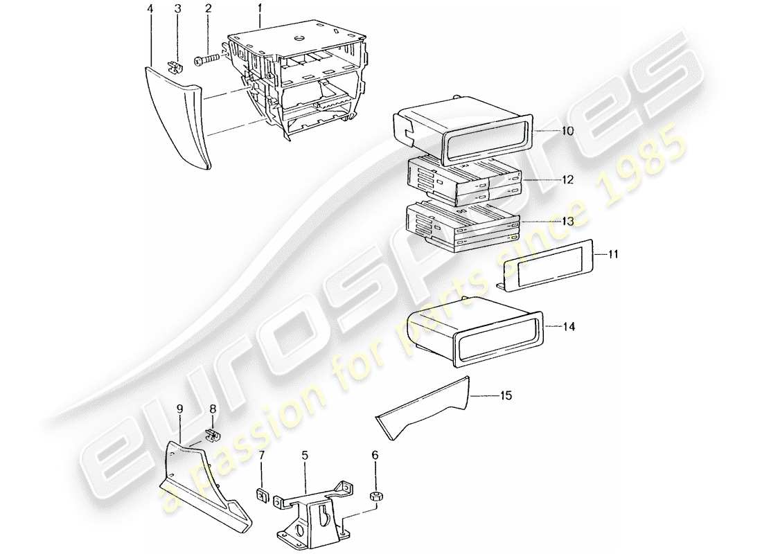 porsche 2005 (996 turbo / gt2) center console part diagram