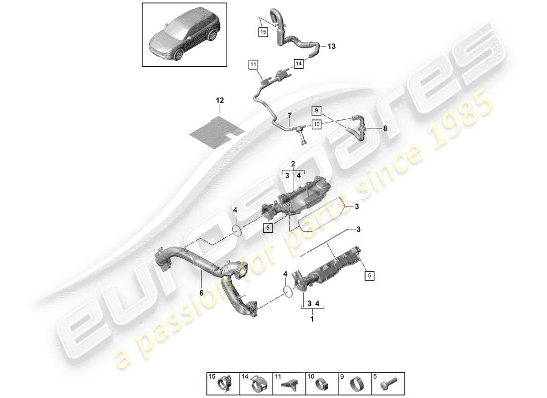 porsche 2018 (cayenne e3 9ya/9yb) intake pipe part diagram