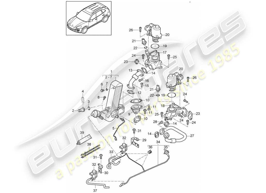 porsche 2015 (cayenne e2 92a) exhaust recirculation part diagram