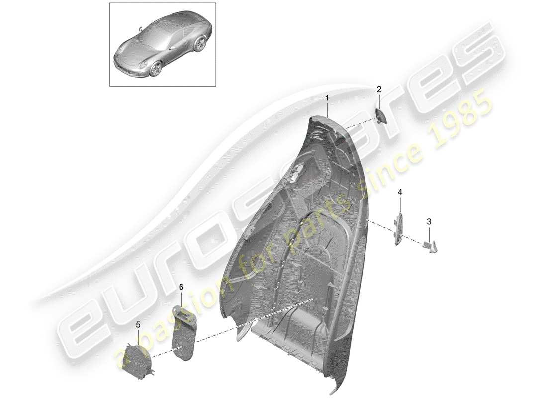 porsche 2014 (991-1) backrest shell part diagram