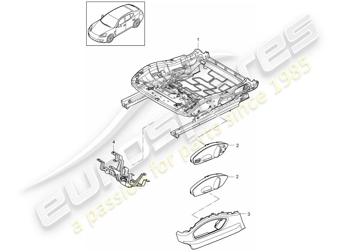 porsche panamera 970 (2015) seat frame part diagram