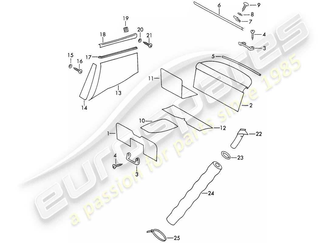 porsche 1967 (911/912) interior equipment part diagram