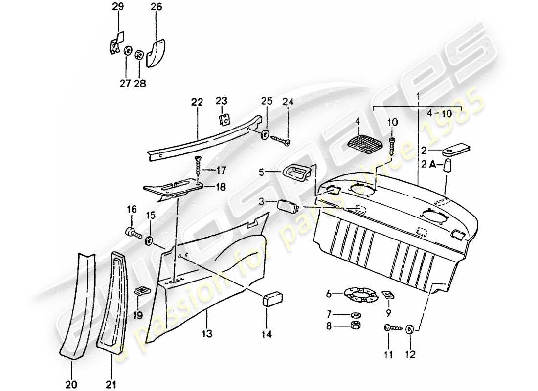 porsche 1990 (964) interior equipment part diagram