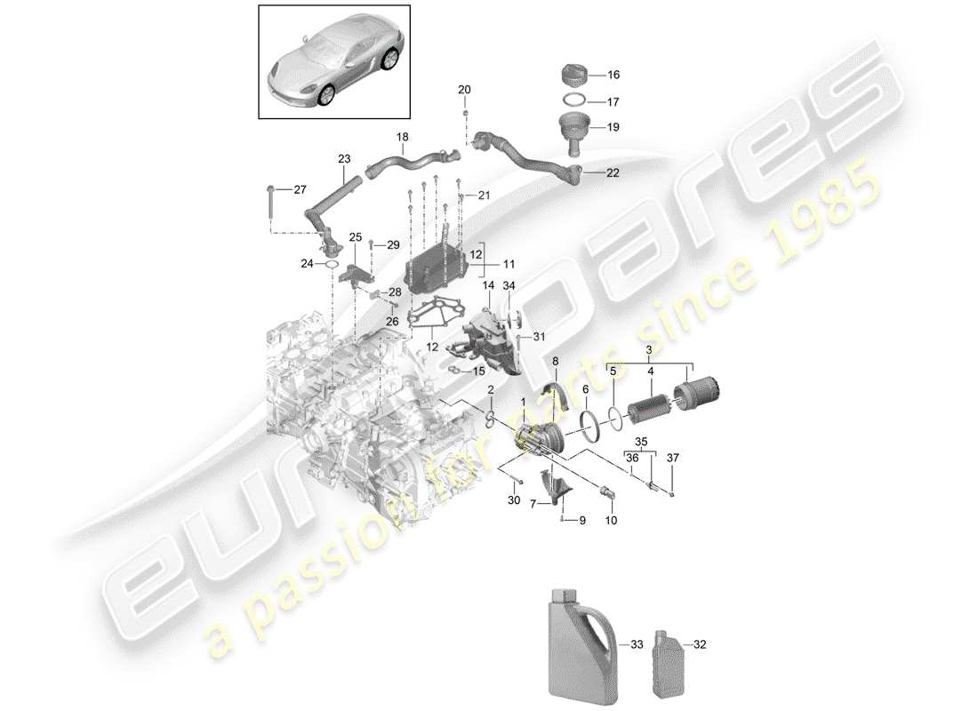 porsche 718 cayman (2018) engine (oil press./lubrica.) part diagram