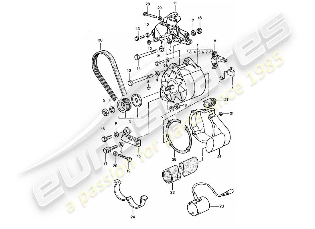 porsche 928 (1995) alternator part diagram