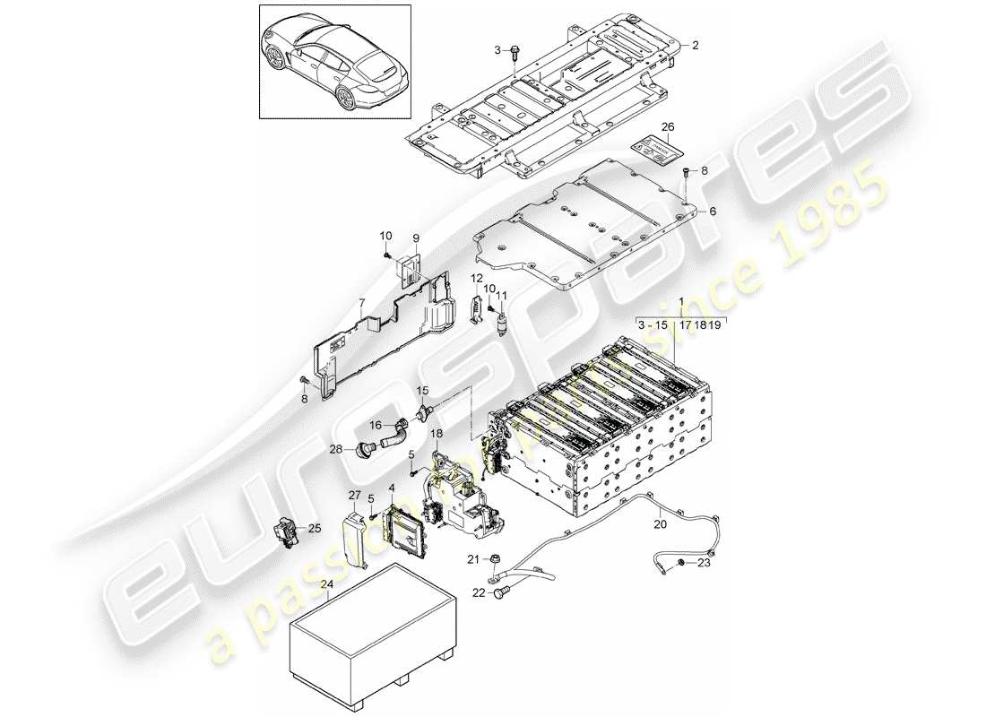 porsche 2016 (panamera 970) battery part diagram