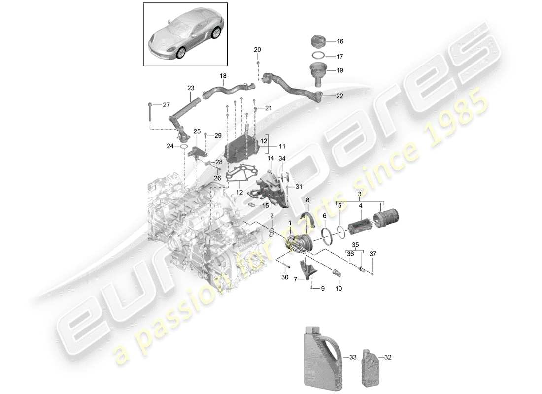 porsche 718 cayman (2017) engine (oil press./lubrica.) part diagram