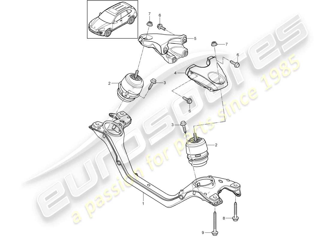 porsche 2017 (cayenne e2 92a) engine lifting tackle lower part diagram