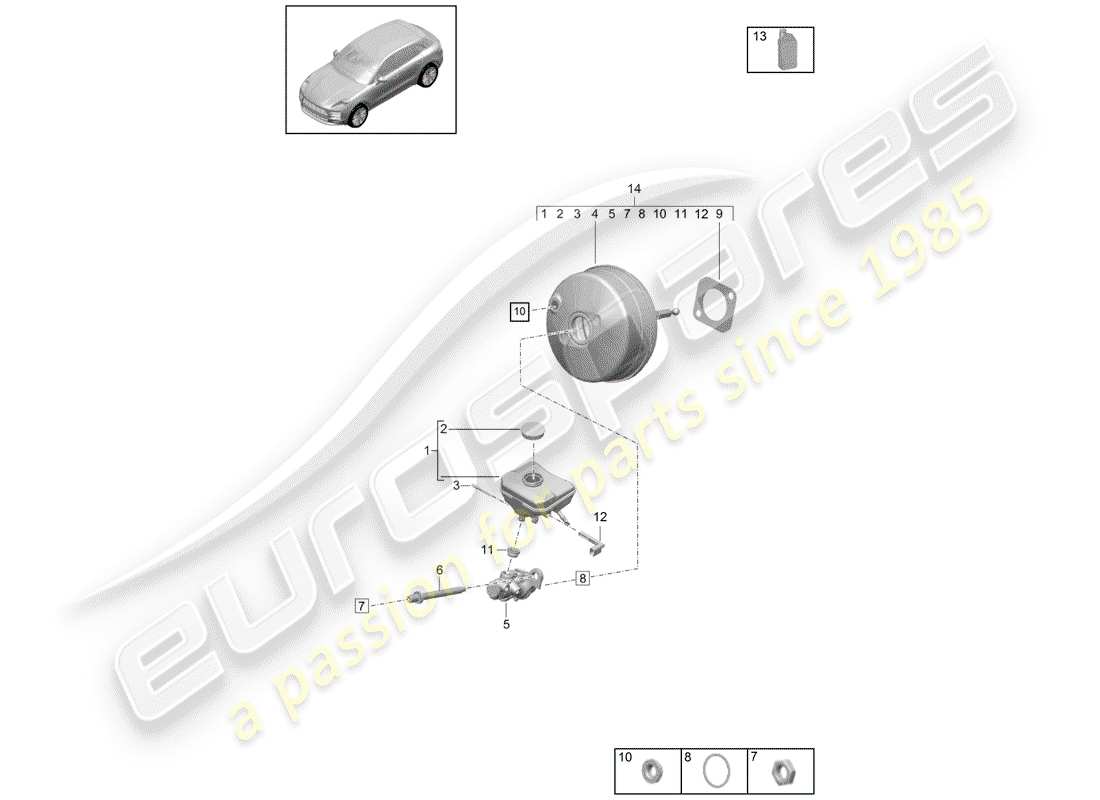 porsche 2019 (macan) brake master cylinder part diagram