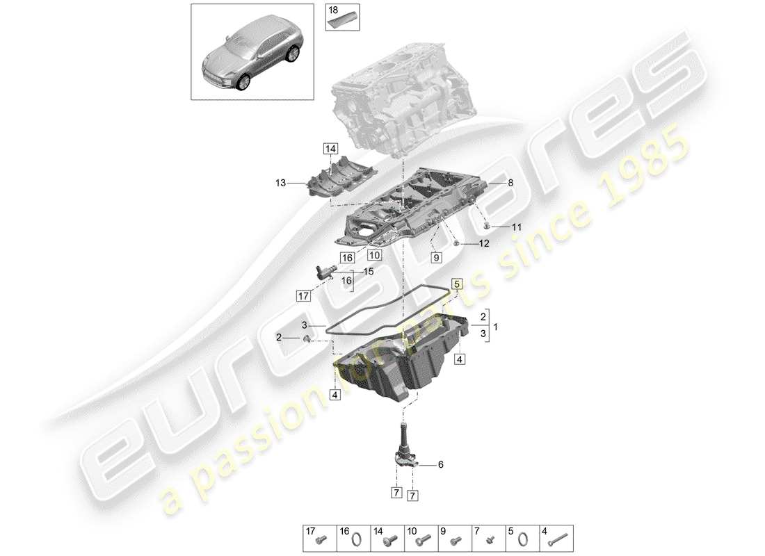 porsche 2019 (macan) oil-conducting housing part diagram