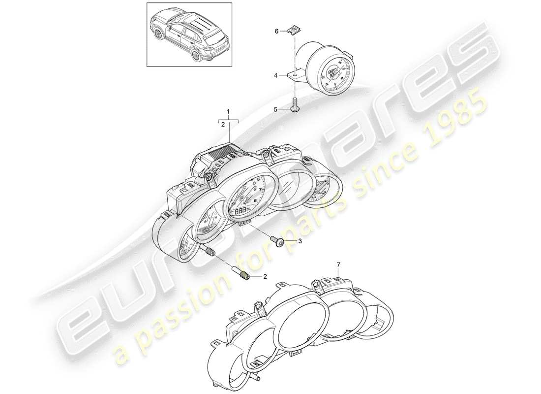 porsche 2015 (cayenne e2 92a) instruments part diagram