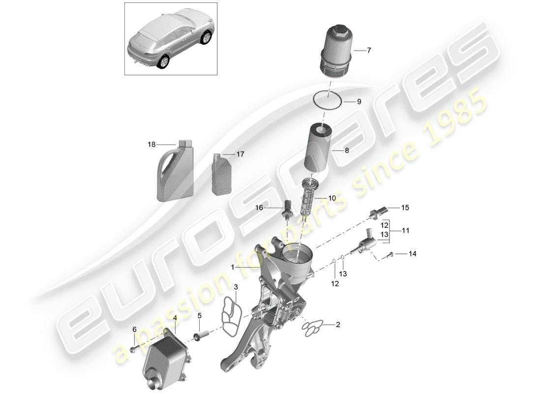 porsche macan (2018) oil-conducting housing part diagram