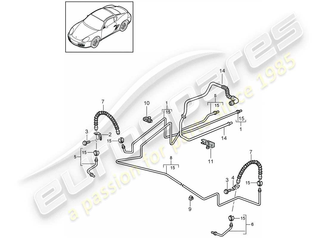 porsche 2012 (987 cayman) brake line part diagram