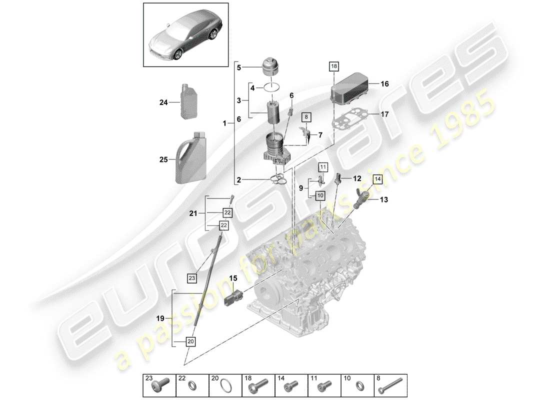 porsche 2017 (panamera 971-1) oil filter part diagram