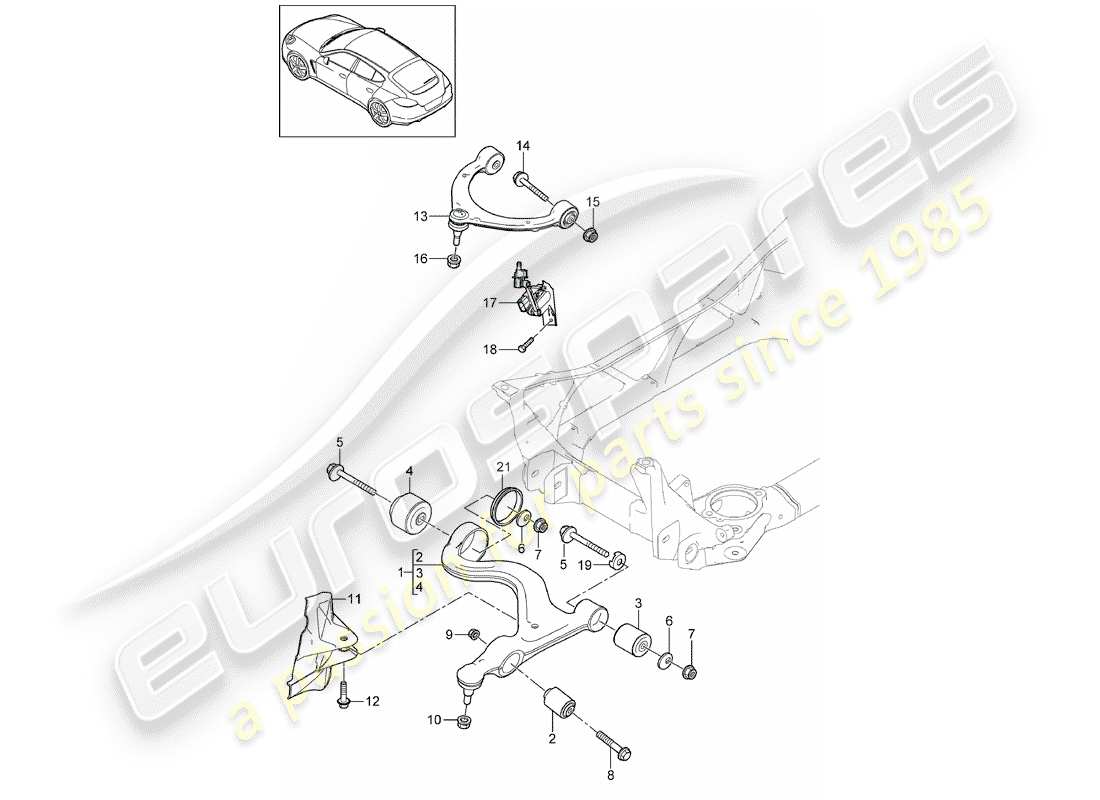 porsche panamera 970 (2011) track control arm parts diagram