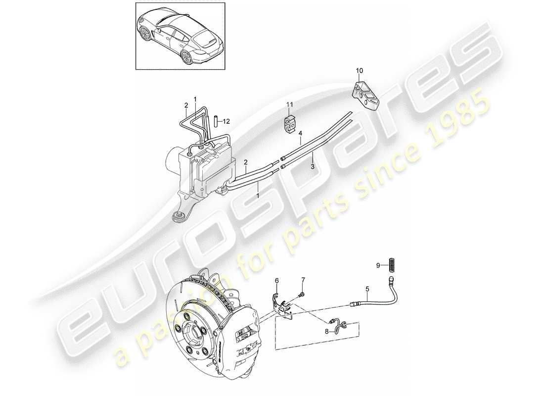 porsche panamera 970 (2016) brake line part diagram