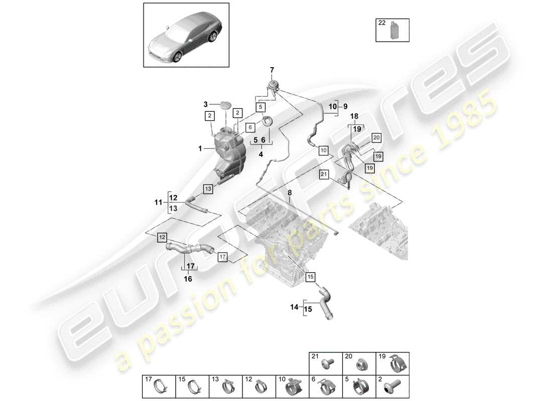 porsche 2017 (panamera 971-1) water cooling part diagram