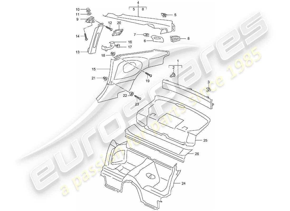 porsche 2004 (996) trims part diagram