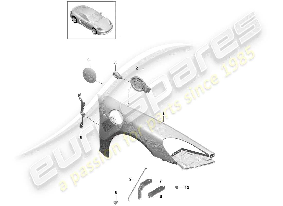 porsche 718 cayman (2018) fender parts diagram