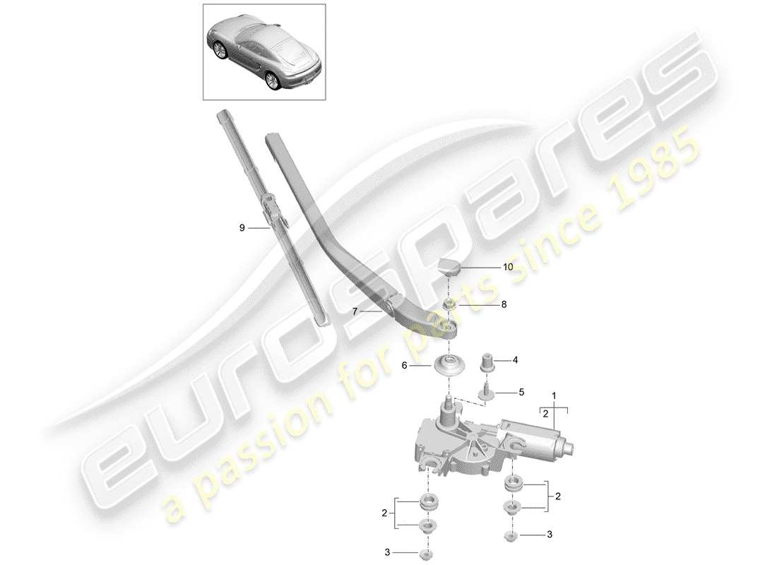 porsche cayman 981 (2014) rear window wiper part diagram
