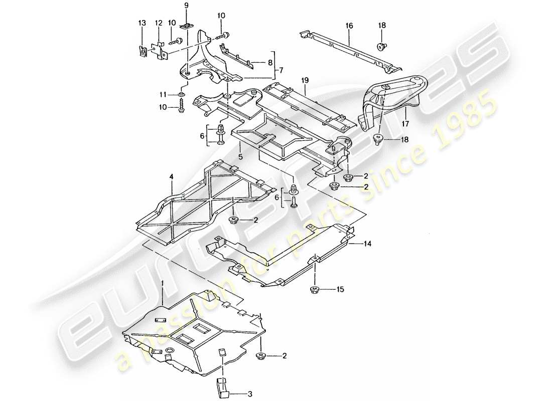 porsche 2005 (996 gt3) trims - for - underbody part diagram