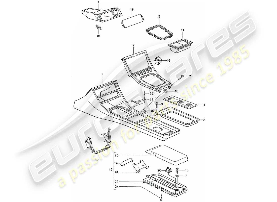 porsche 968 (1995) cassette holder - center console part diagram