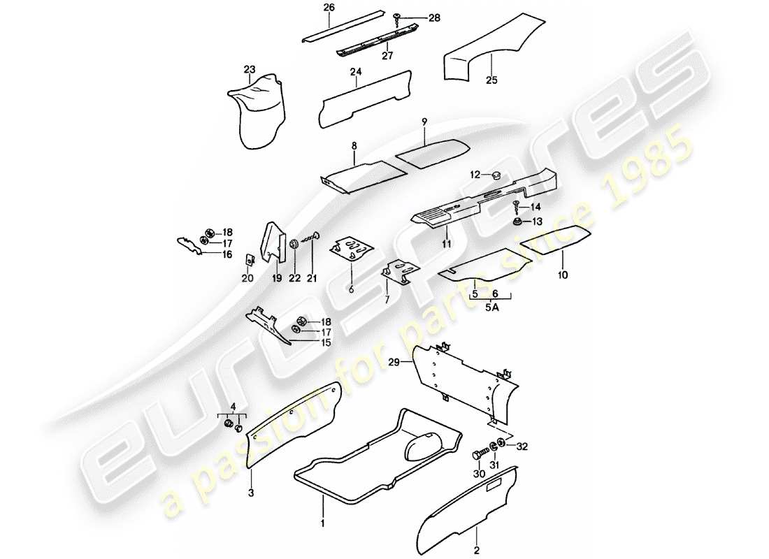 porsche 1979 (911) interior equipment parts diagram