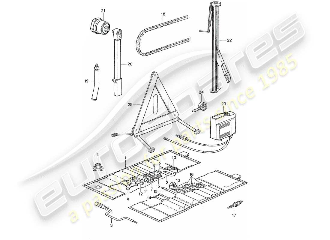 porsche 959 (1987) tool - jack parts diagram