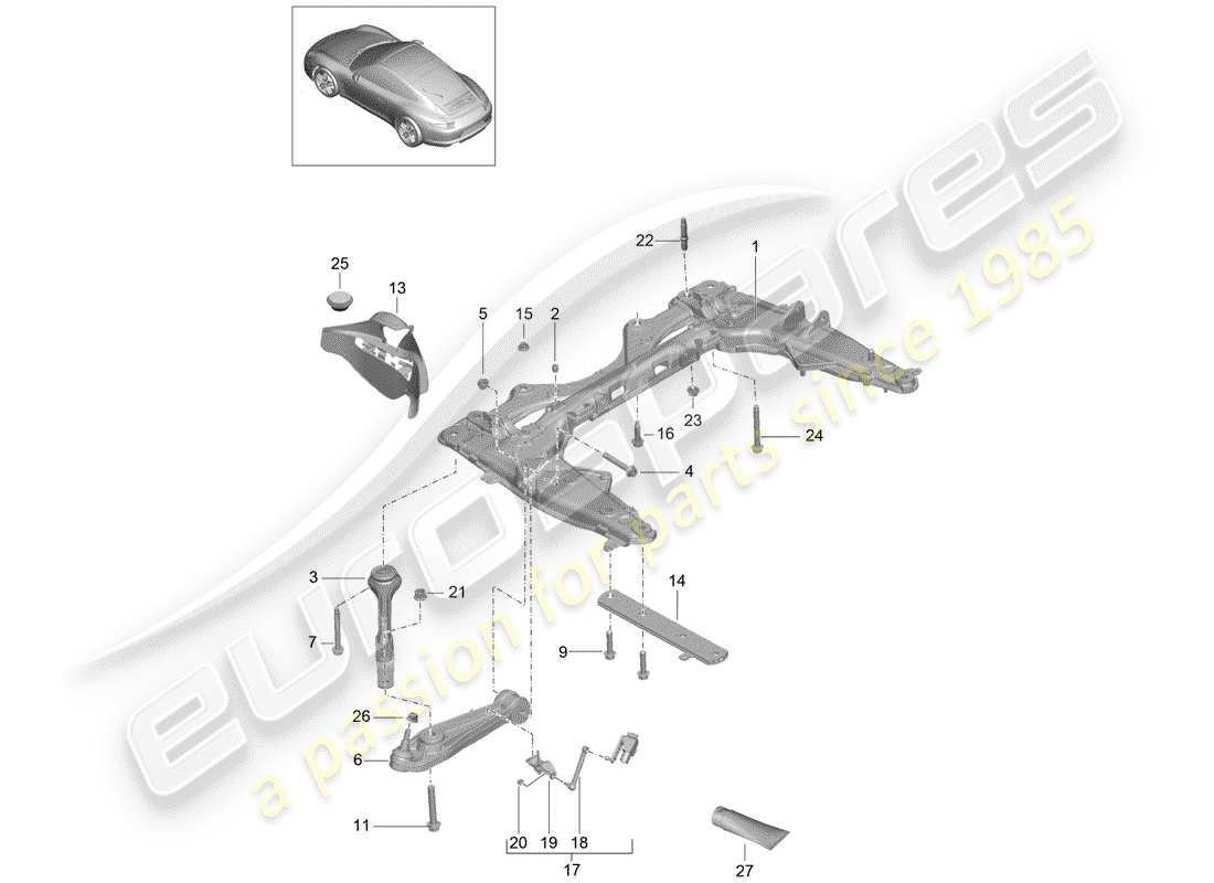 porsche 2015 (991-1) cross member part diagram