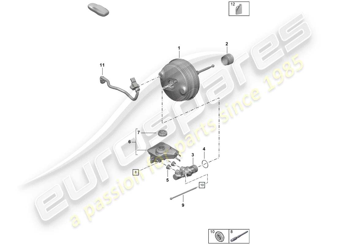 porsche 2020 (718 boxster spyder) brake master cylinder parts diagram