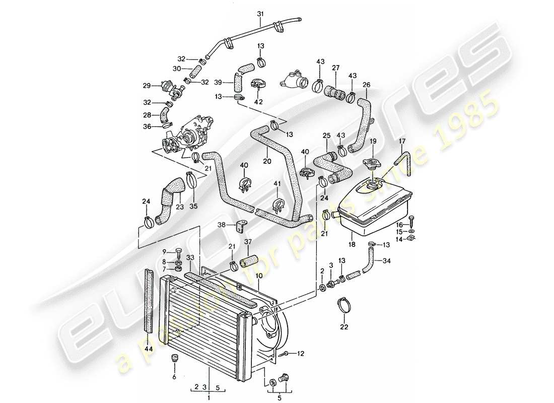 porsche 1990 (944) water cooling part diagram