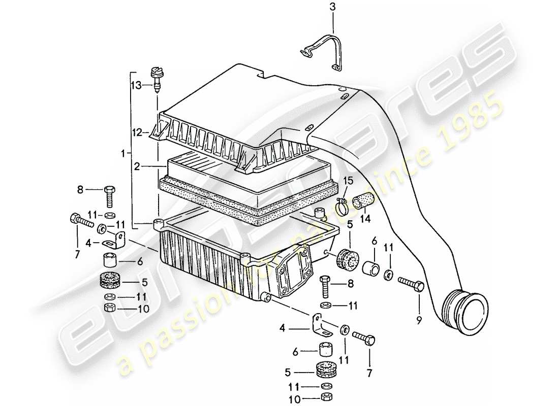 porsche 1991 (944) air cleaner system part diagram