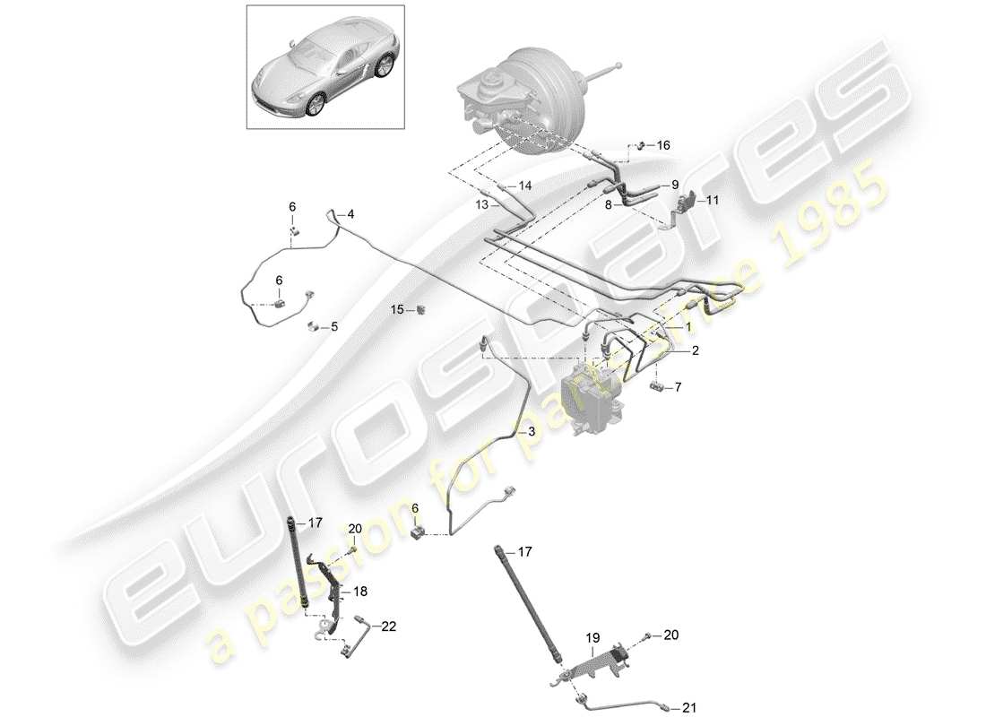 porsche 2020 (718 cayman) brake line part diagram