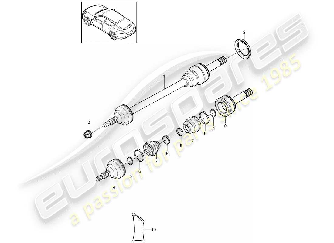 porsche panamera 970 (2010) drive shaft parts diagram