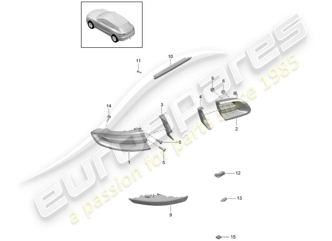 porsche 2016 (macan) rear light part diagram