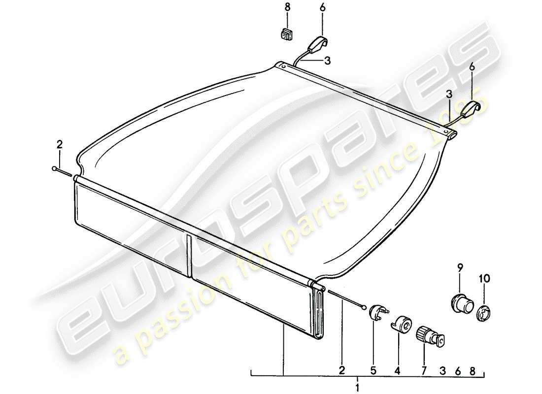 porsche 1994 (968) luggage compartment cover part diagram