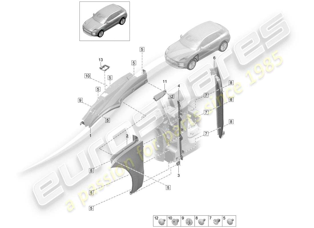 porsche 2020 (macan) fender part diagram