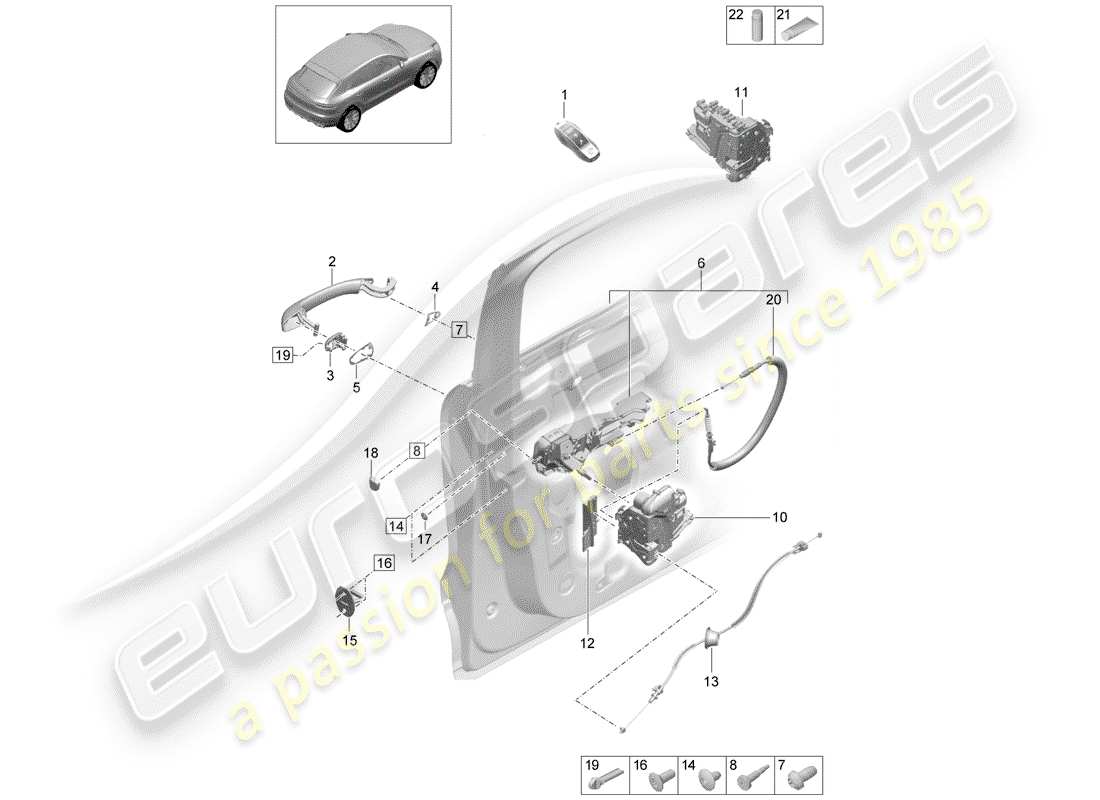 porsche 2020 (macan) door latches part diagram