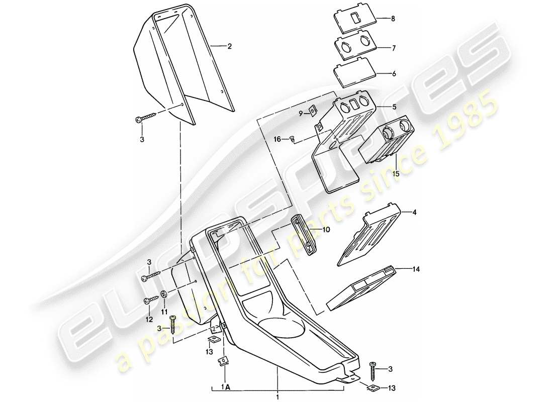 porsche 1986 (911) center console part diagram