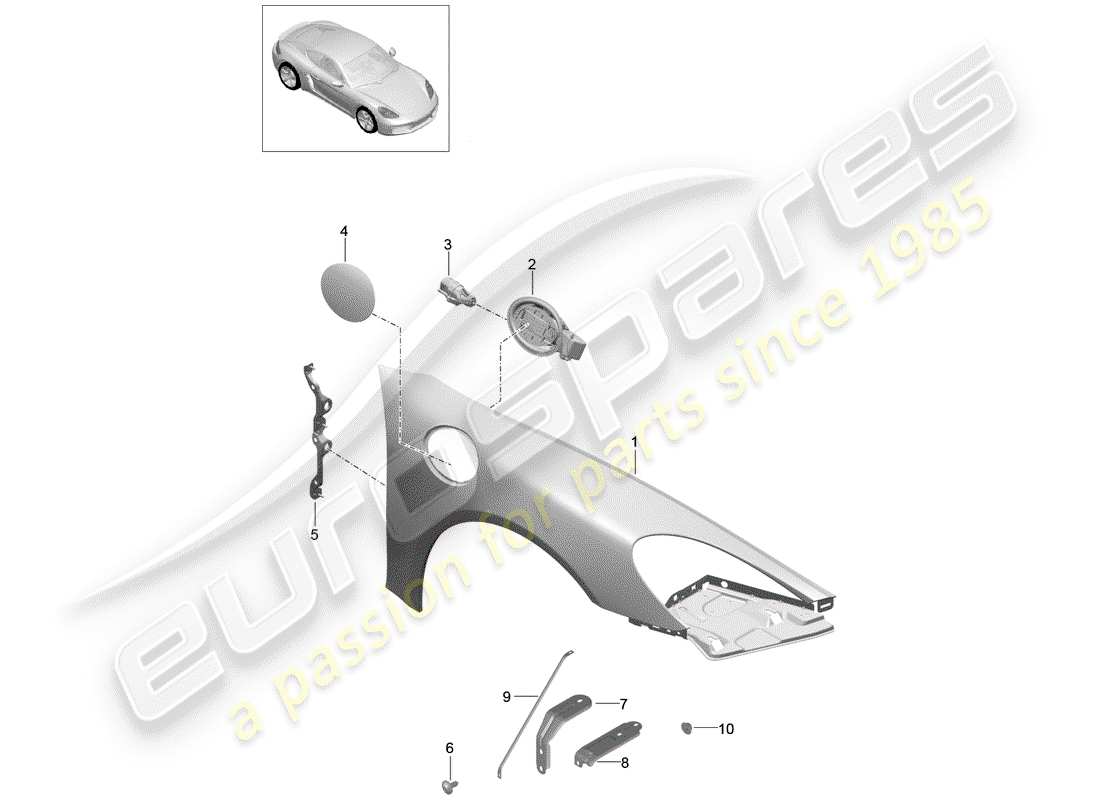 porsche 2019 (718 cayman) fender part diagram